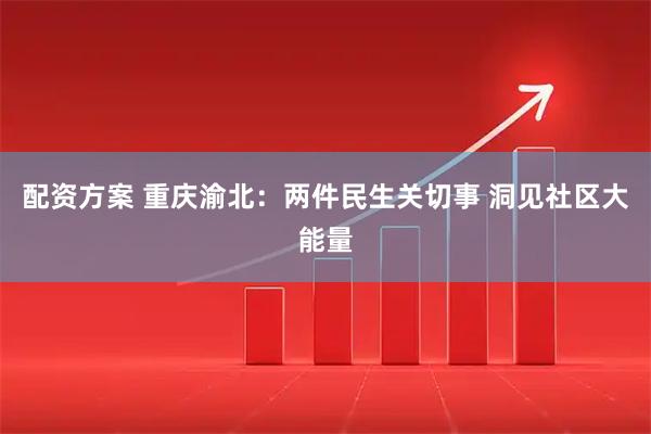 配资方案 重庆渝北：两件民生关切事 洞见社区大能量