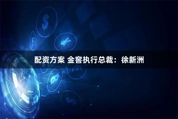 配资方案 金窖执行总裁：徐新洲