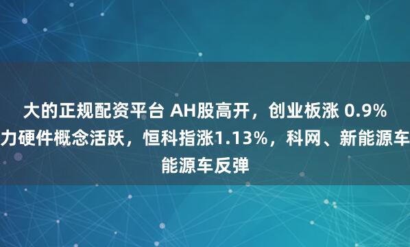 大的正规配资平台 AH股高开，创业板涨 0.9%，算力硬件概念活跃，恒科指涨1.13%，科网、新能源车反弹