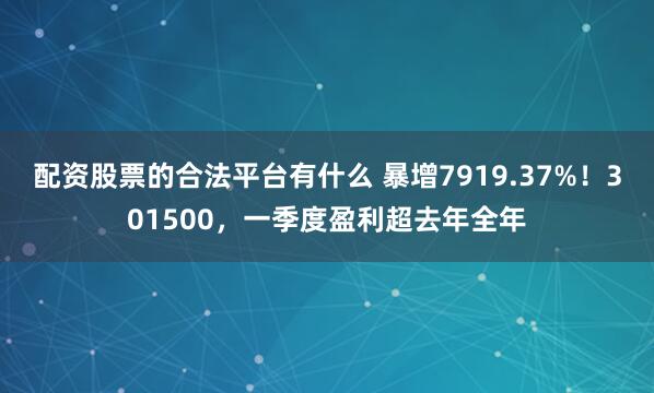 配资股票的合法平台有什么 暴增7919.37%！301500，一季度盈利超去年全年